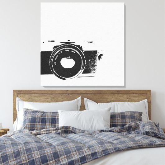 Fotografie van de Retro camera Canvas Afdruk (Insitu (Slaapkamer))