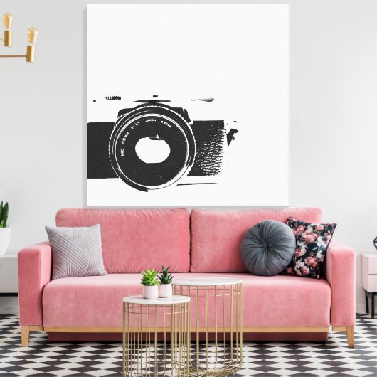 Fotografie van de Retro camera Canvas Afdruk (Insitu (Woonkamer))