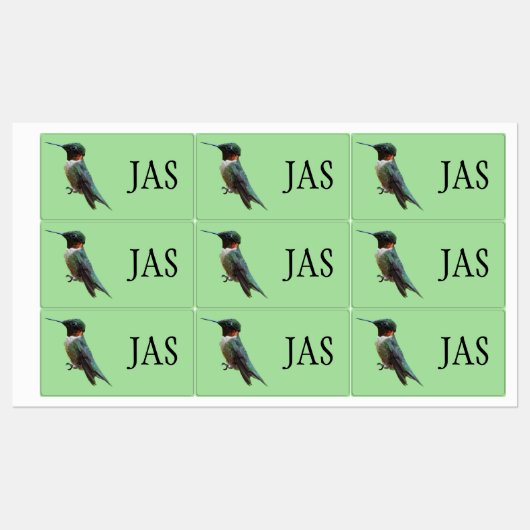 Fotografie van een roodkeelkolibrie labels (Vel)