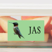 Fotografie van een roodkeelkolibrie labels (Aangebracht)