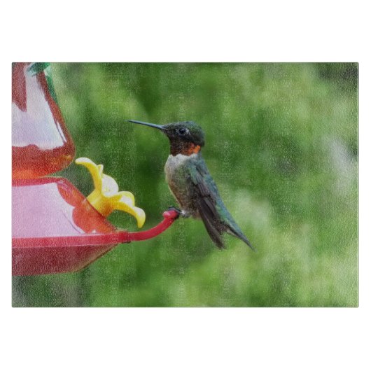 Fotografie van een roodkeelkolibrie snijplank (Voorkant)