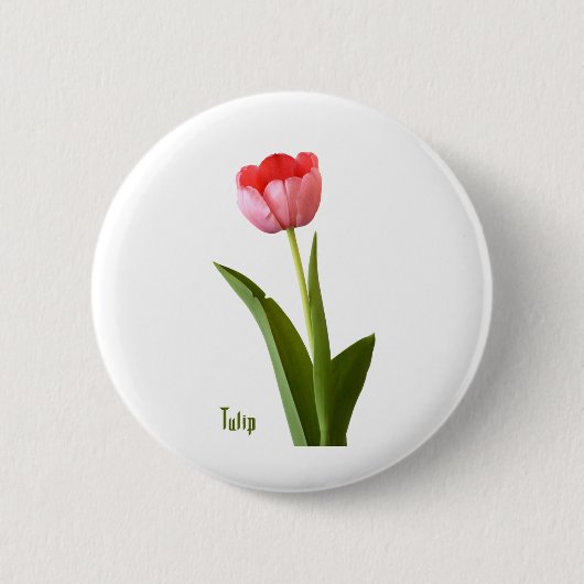 Fotografie van één roze lentulp Floral Natuur Ronde Button 5,7 Cm (Voorkant)