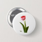 Fotografie van één roze lentulp Floral Natuur Ronde Button 5,7 Cm (Voorkant /achterkant)