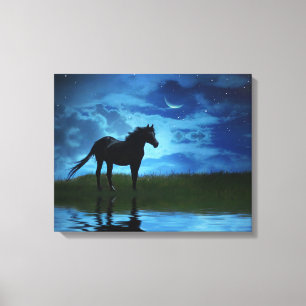 Fotografie van Fantasy Horse en Moon Fine Art Canvas Afdruk