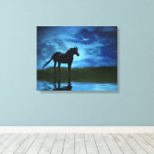 Fotografie van Fantasy Horse en Moon Fine Art Canvas Afdruk (Insitu (Houten vloer))