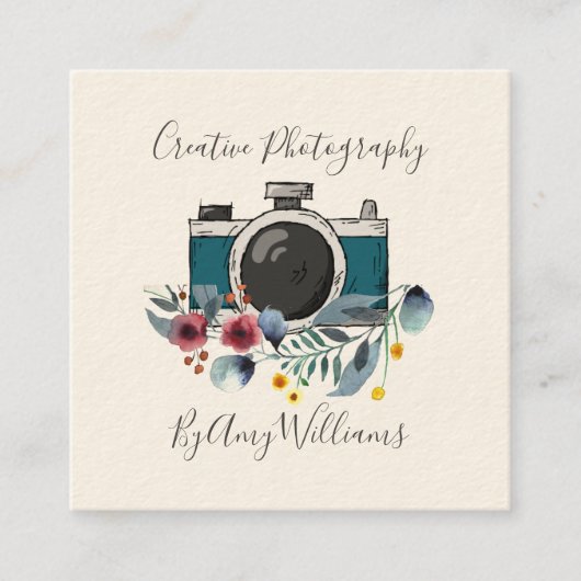 Fotografie van Floral  hand Vierkante Visitekaartje (Voorkant)