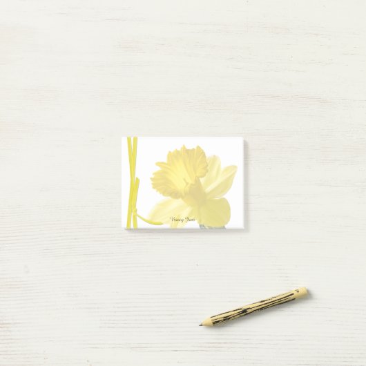 Fotografie van geel Daffodil Post-it® Notes (Op bureau)