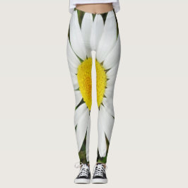 Fotografie van geel White Daisy Flower Floral Leggings