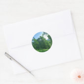 Fotografie van het groene boslandschap ronde sticker (Envelop)