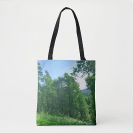 Fotografie van het groene boslandschap tote bag