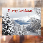 Fotografie van het koude winterbos met sneeuwvlokk raamsticker (Vel 2)