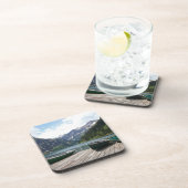 Fotografie van het Tranquil Alpine Lake en Boats Bier Onderzetter (Rechterzijde)