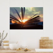 Fotografie van open boek en zonnebank poster (Keuken)