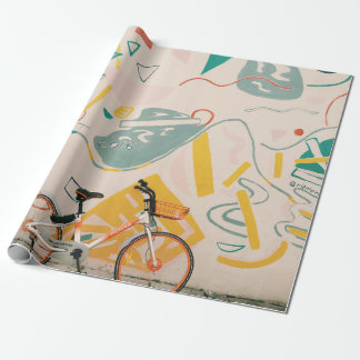 FOTOGRAFIE VAN ORANJE EN WITTE BICYCLE CADEAUPAPIER