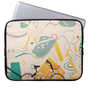 FOTOGRAFIE VAN ORANJE EN WITTE BICYCLE LAPTOP SLEEVE