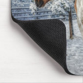 Fotografie van Palomino Paint Horse and Snow Equin Muismat (Hoek)