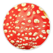 Fotografie van rode en witte paddenstoelen keramische knop (Voorkant)