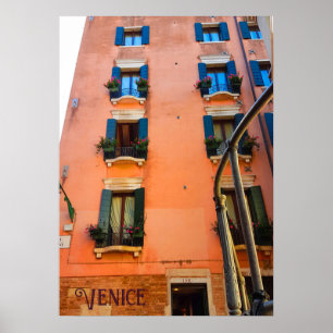 Fotografie van Venetië Canal Living Windows Flower Poster