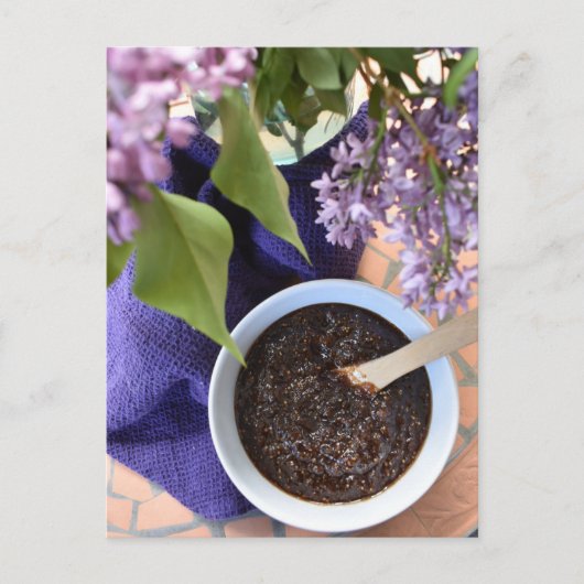 Fotografie van verse Fig Jam Purple Flowers Briefkaart (Voorkant)