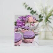 Fotografie van voedsel namiddag Tea Berry Macarons Briefkaart (Staand voorkant)