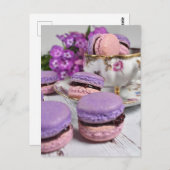 Fotografie van voedsel namiddag Tea Berry Macarons Briefkaart (Voorkant / Achterkant)
