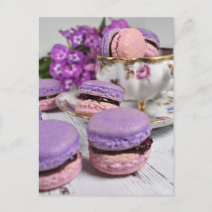 Fotografie van voedsel namiddag Tea Berry Macarons Briefkaart