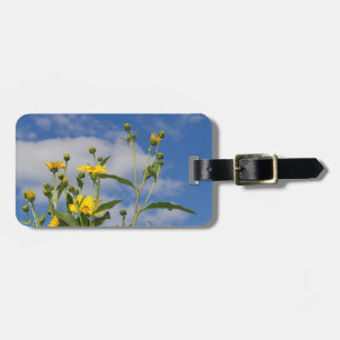 Fotografie van wilde zonnebloemen bagagelabel