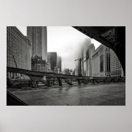 Fotografie van zwart-wit Uitzicht van Chicago Poster