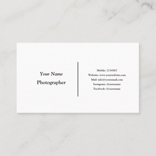 Fotografie Visitekaartje (Achterkant)