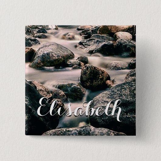 Fotografie WATERFALL STONES + uw ideeën Vierkante Button 5,1 Cm (Voorkant)