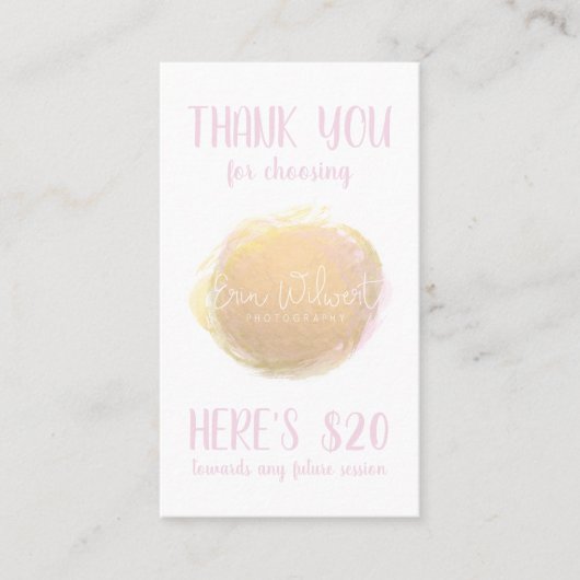 Fotografie Zakelijke Coupon Kaart Visitekaartje (Voorkant)