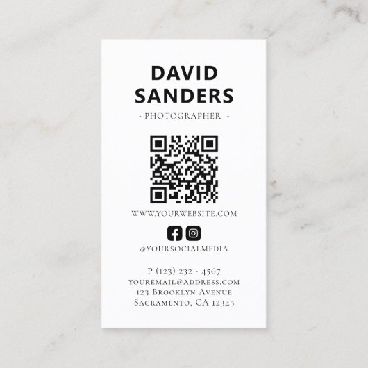 Fotografie Zwart-wit QR-code Visitekaartje (Achterkant)