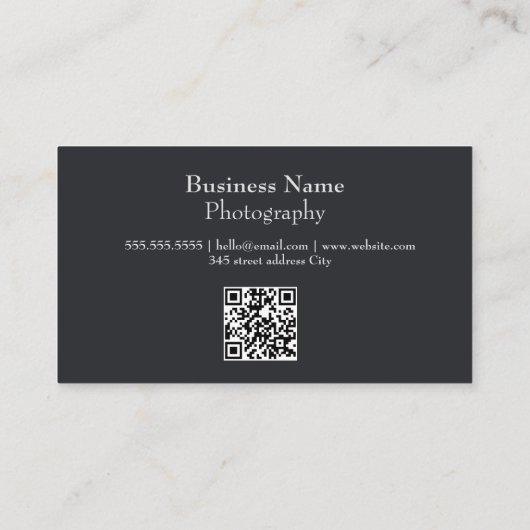 Fotografie Zwarte qr code  Hipster Camera Visitekaartje (Achterkant)