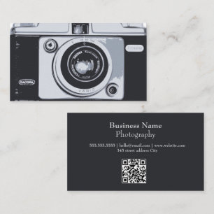 Fotografie Zwarte qr code Hipster Camera Visitekaartje