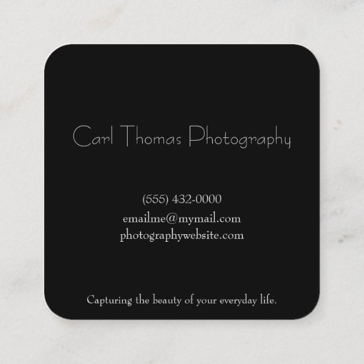 fotografiecamera-lens vierkante visitekaartje (Achterkant)