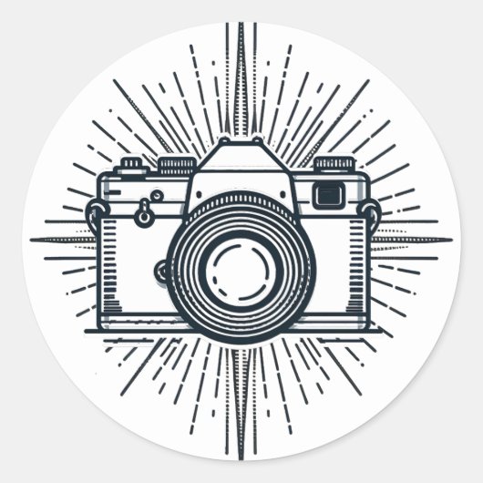 Fotografiecamera minimaal  ronde sticker (Voorkant)