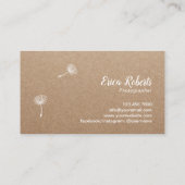Fotografiecamera Rustic Dandelion Kraft Visitekaartje (Achterkant)