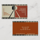 Fotografiecamera, zwart, beige visitekaartje (Voorkant / Achterkant)