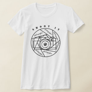 fotografiecamera zwart-wit T-shirt