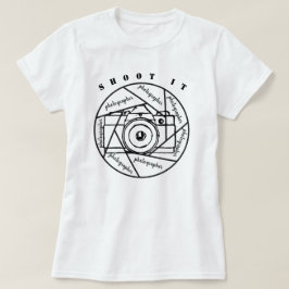 fotografiecamera zwart-wit T-shirt