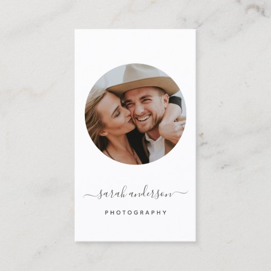 Fotografiecirkel voor moderne Script Typografie Visitekaartje (Voorkant)