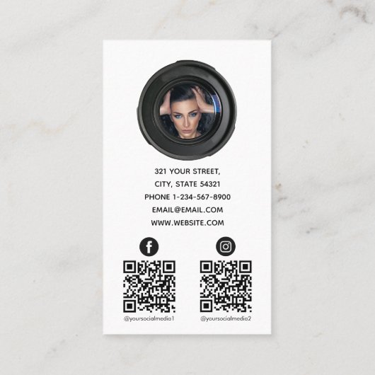 Fotografieminimaliserende sociale media 2 QR-code Visitekaartje (Achterkant)