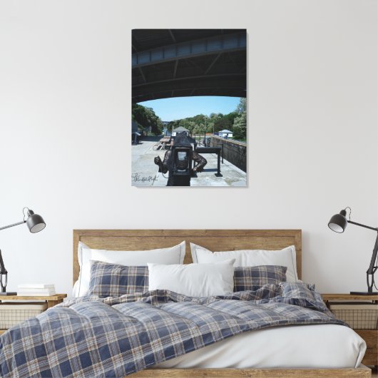 Fotografierbeeld met Erie Canal op achtergrond Canvas Afdruk (Insitu (Slaapkamer))