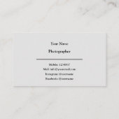Fotografiercamera  visitekaartje (Achterkant)