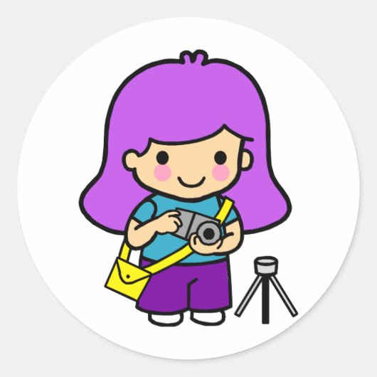 Fotografiermeisje Ronde Sticker (Voorkant)