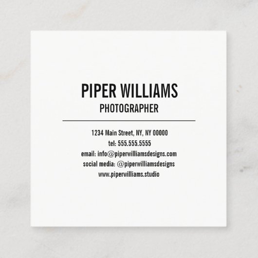 Fotografieslein Vierkante Visitekaartje (Achterkant)