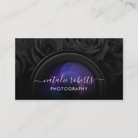 Fotografiet Camera Black Floral fotografie Visitekaartje (Voorkant)