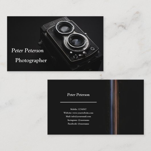 Fotografiet Camera Black & White Visitekaartje (Voorkant / Achterkant)