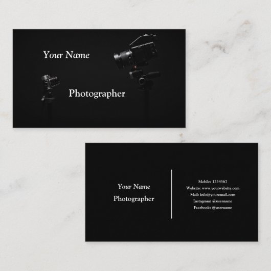 Fotografiet Camera Black & White Visitekaartje (Voorkant / Achterkant)