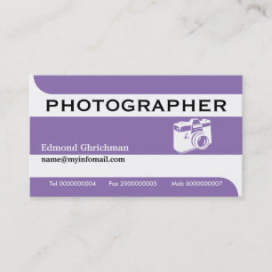 Fotografietoestellen paars en wit professioneel visitekaartje